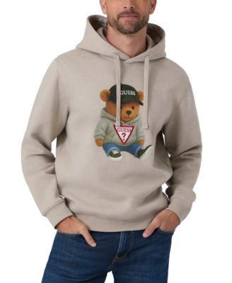 Men's Teddy Bear Melange Relaxed-Fit Graphic Hooded Sweatshirt