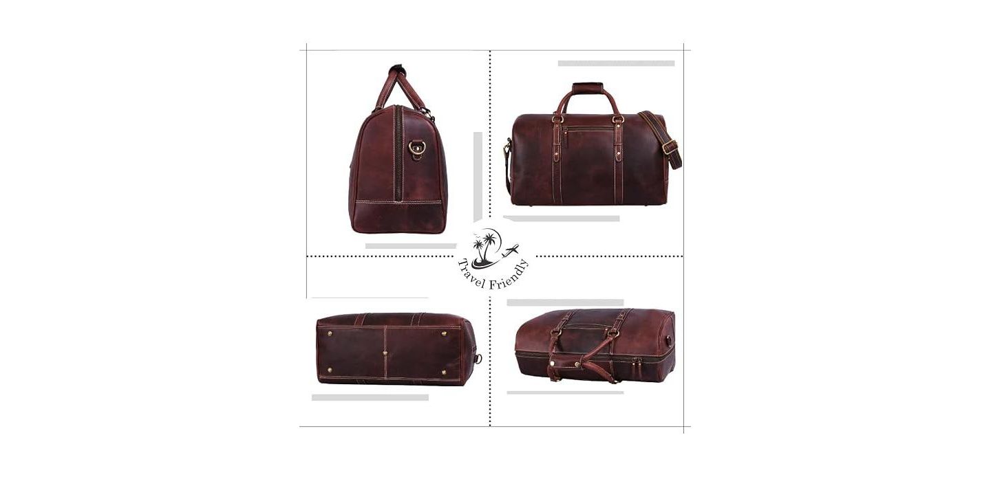 Сумка Aaron Leather Goods 20 Inch Luxor Leather Duffle, цвет: Коричневый — фото 10