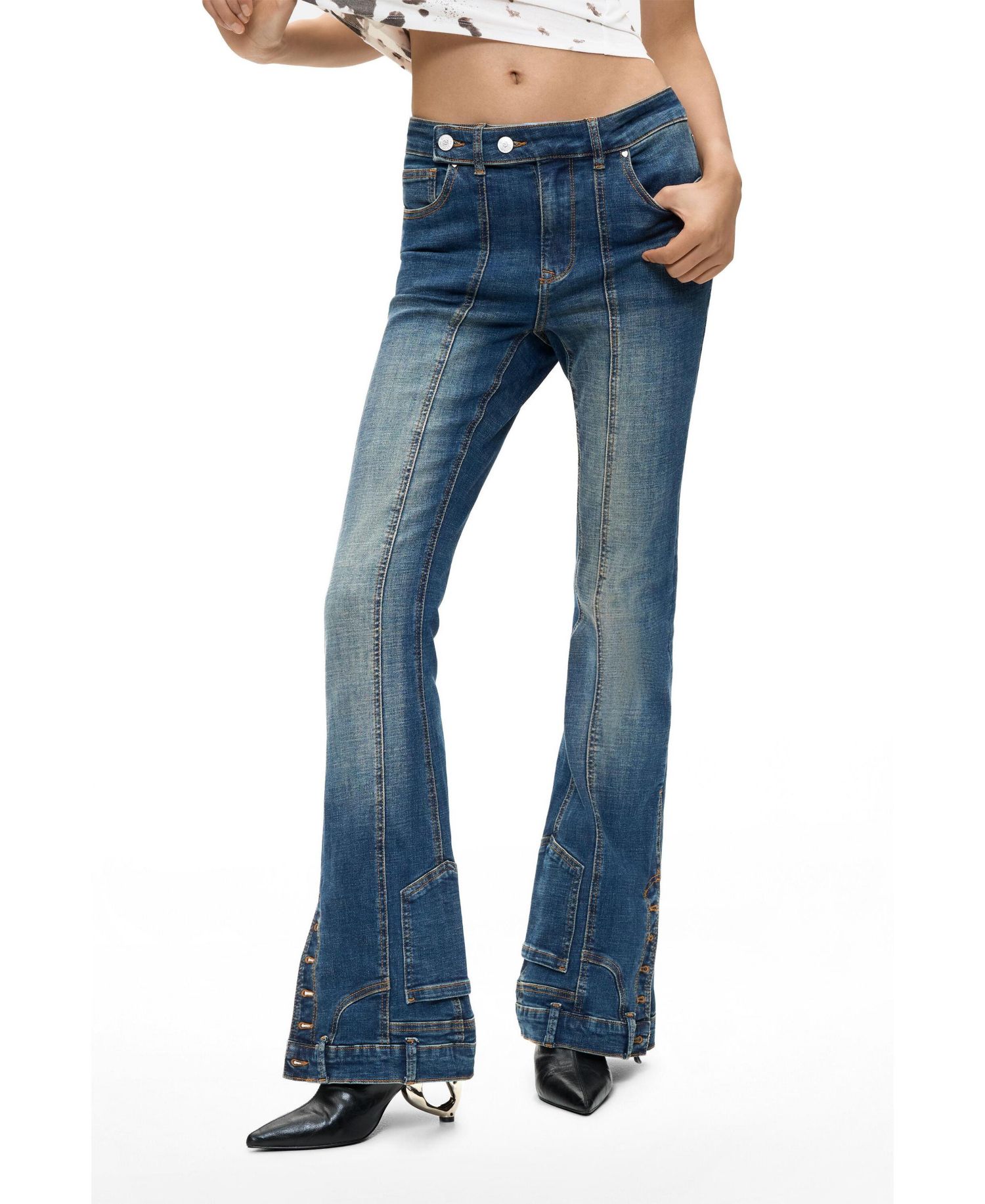 Women's Mid-Rise Flare Cotton-Blend Jeans