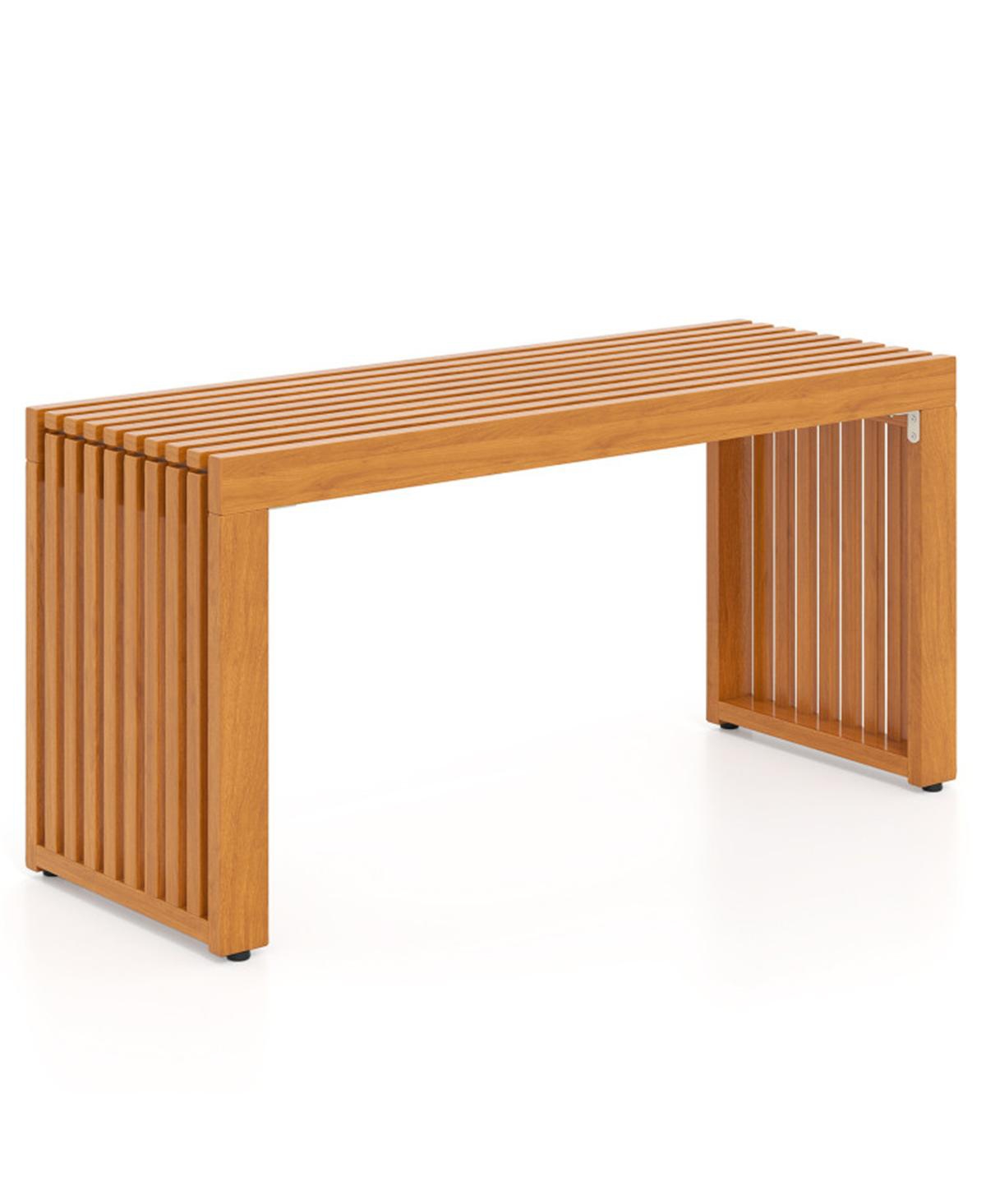 Slickblue Backless Acacia Wood Outdoor Patio Bench for Garden and Porch - Teak