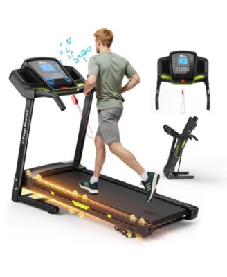 Folding Treadmill with 2.5HP Quiet Motor - 12 Preset Programs, LED Display, Heart Rate Sensors, Pad and Cup Holders