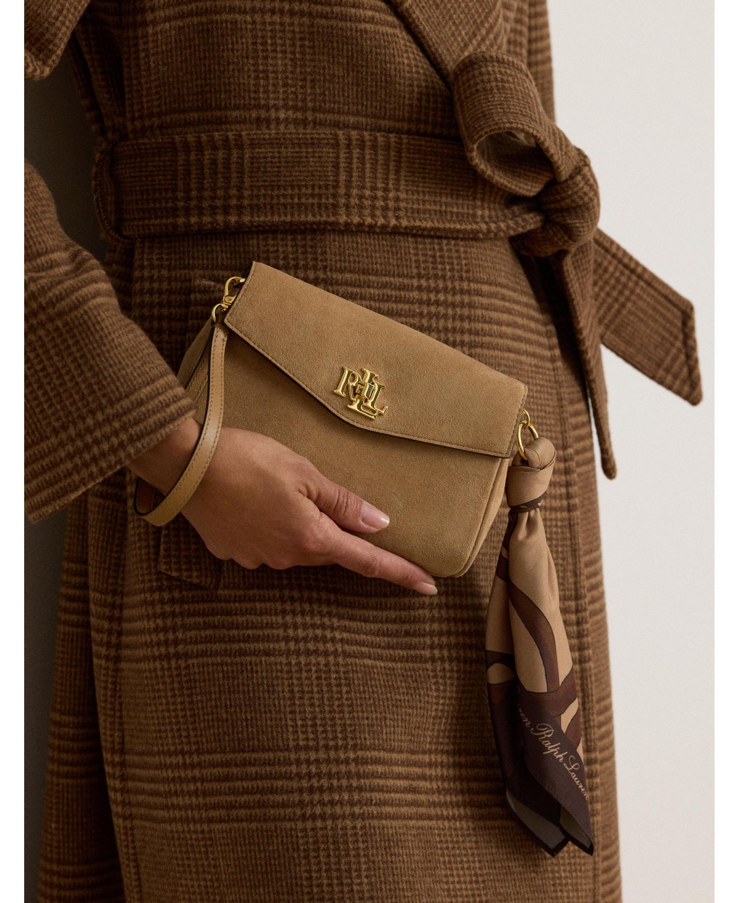 Scarf Trim Suede Small Crossbody Bag
