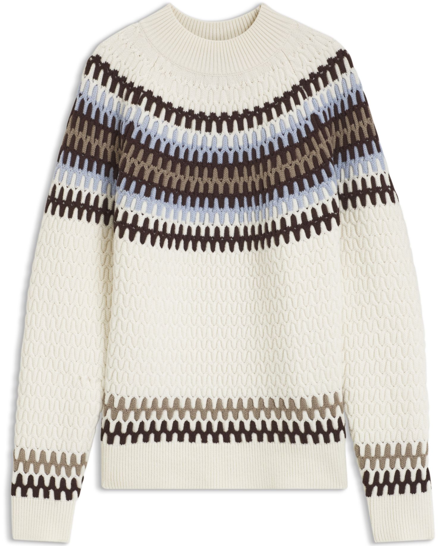 Men's C-Fiotto Cable Fair-Isle-Patterned Mock-Neck Sweater