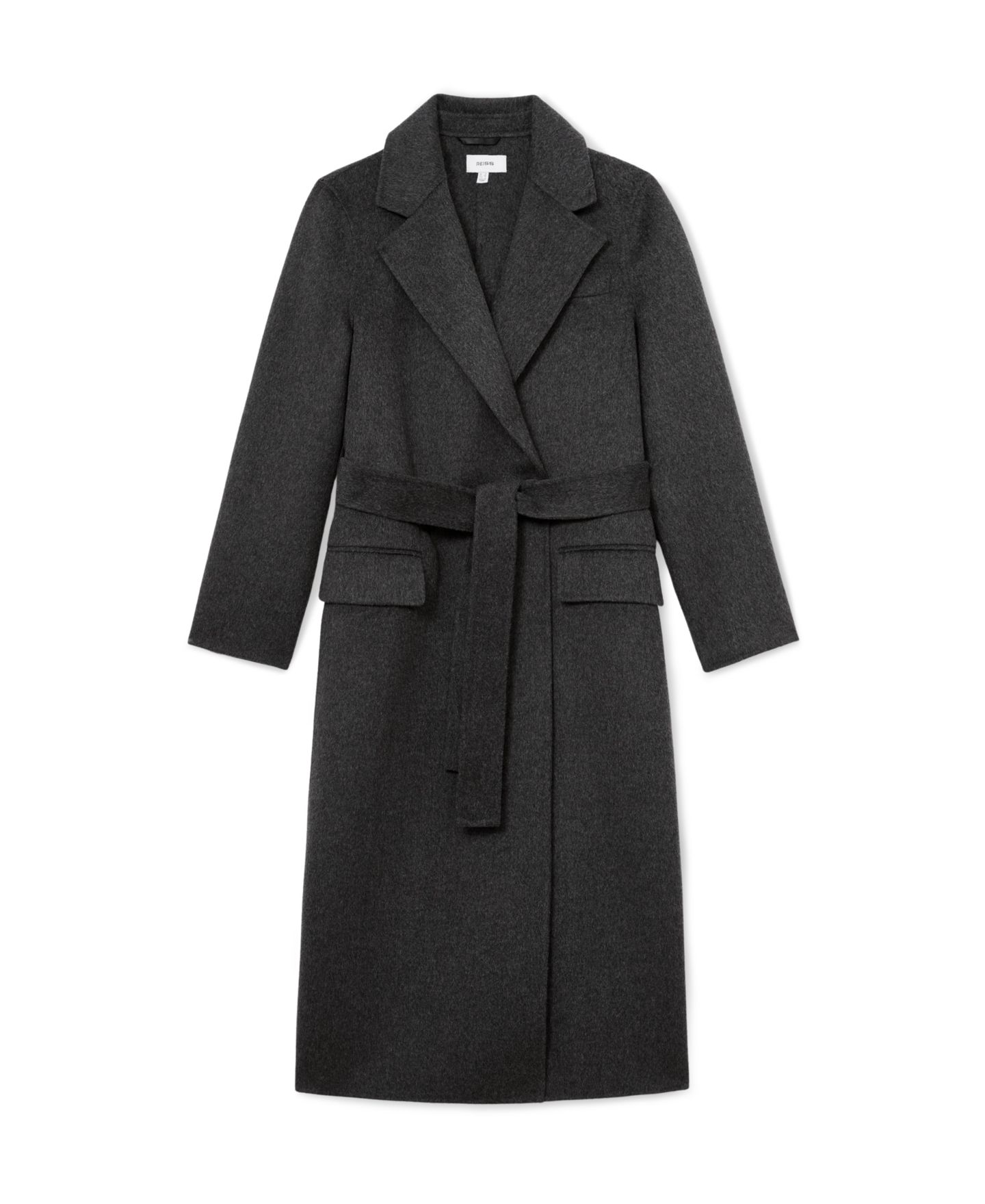 Женское пальто REISS Long Double-Breasted Wool-Blend, цвет: Угольный — фото 5