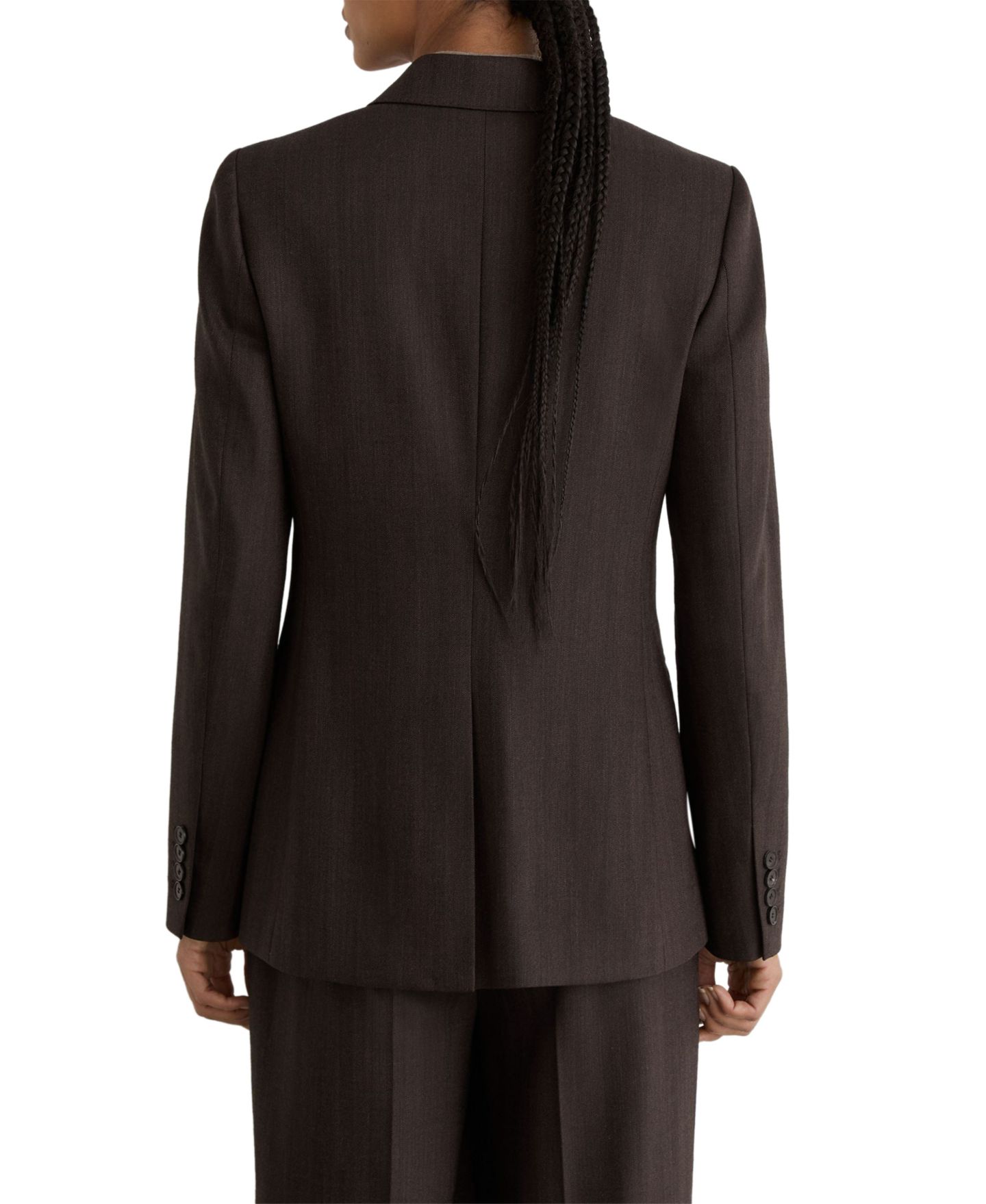 Женский пиджак REISS Dawson Herringbone Double-Breasted Wool-Blend Blazer, цвет: Шоколадный — фото 6