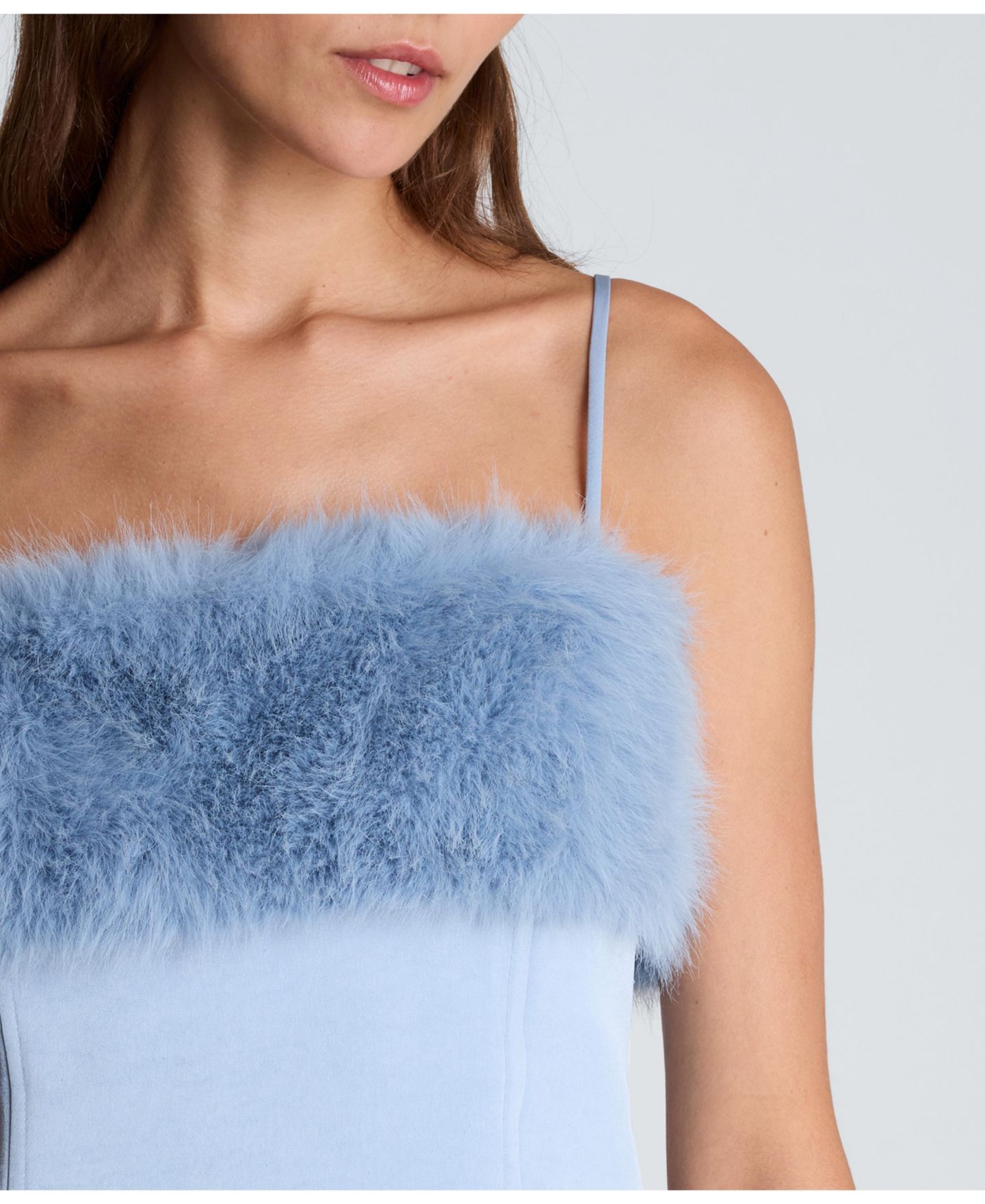 Корсет Fur-Panel, квадратный вырез, атлас — Kenneth Cole, цвет: Синий — фото 3