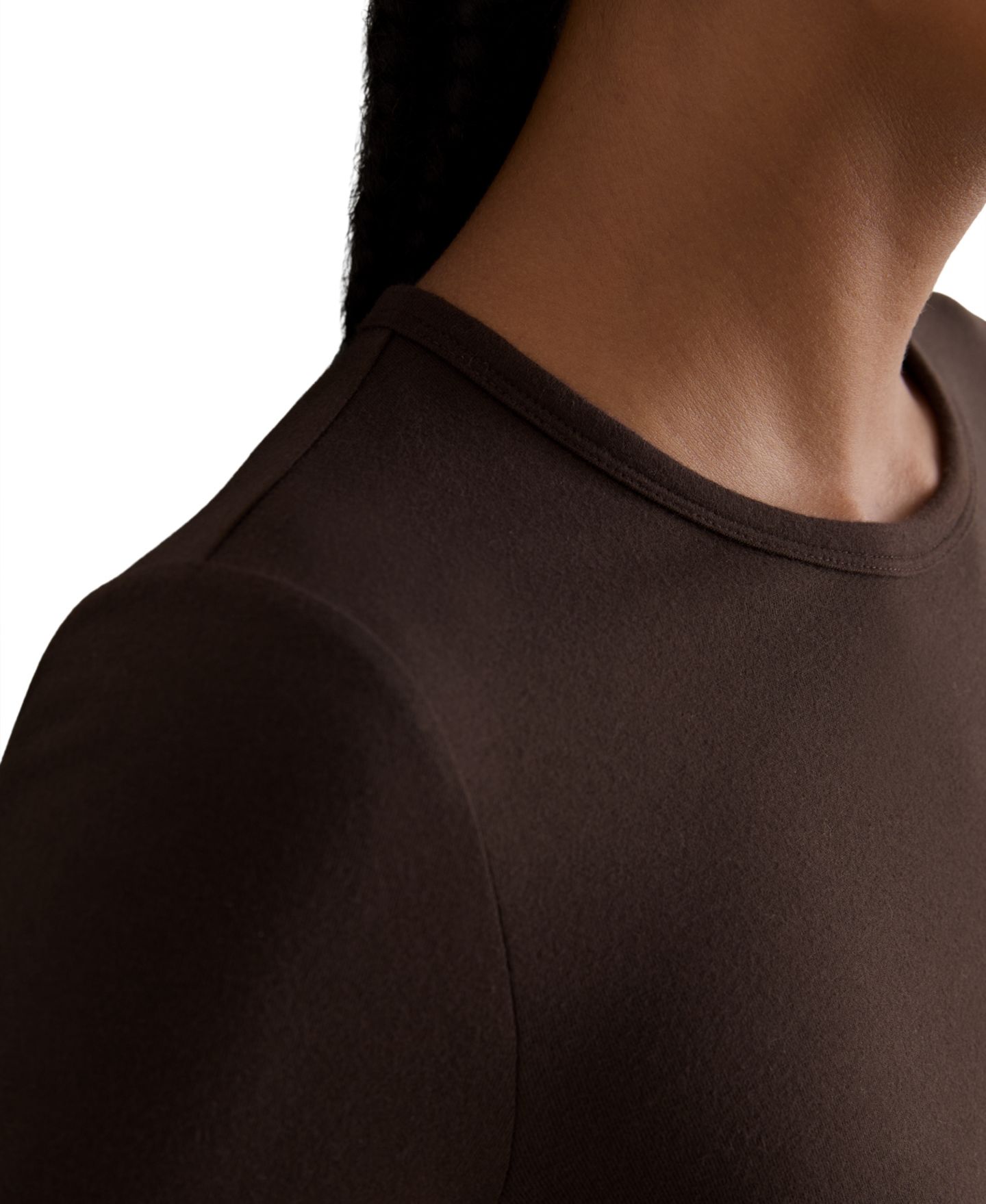Женская футболка REISS Long-Sleeve Crew Neck Regular-Fit, цвет: Шоколадный — фото 2