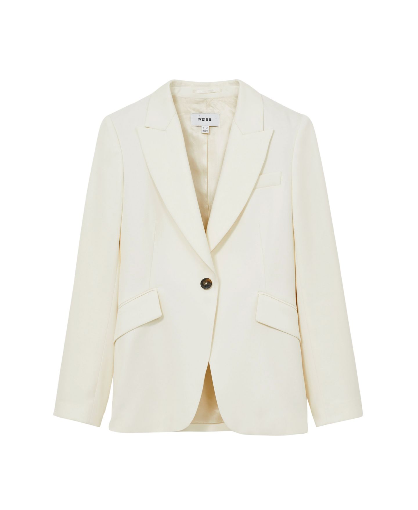Женский пиджак REISS Millie Single-Breasted Tailored Padded-Shoulder Blazer, цвет: Кремовый — фото 4