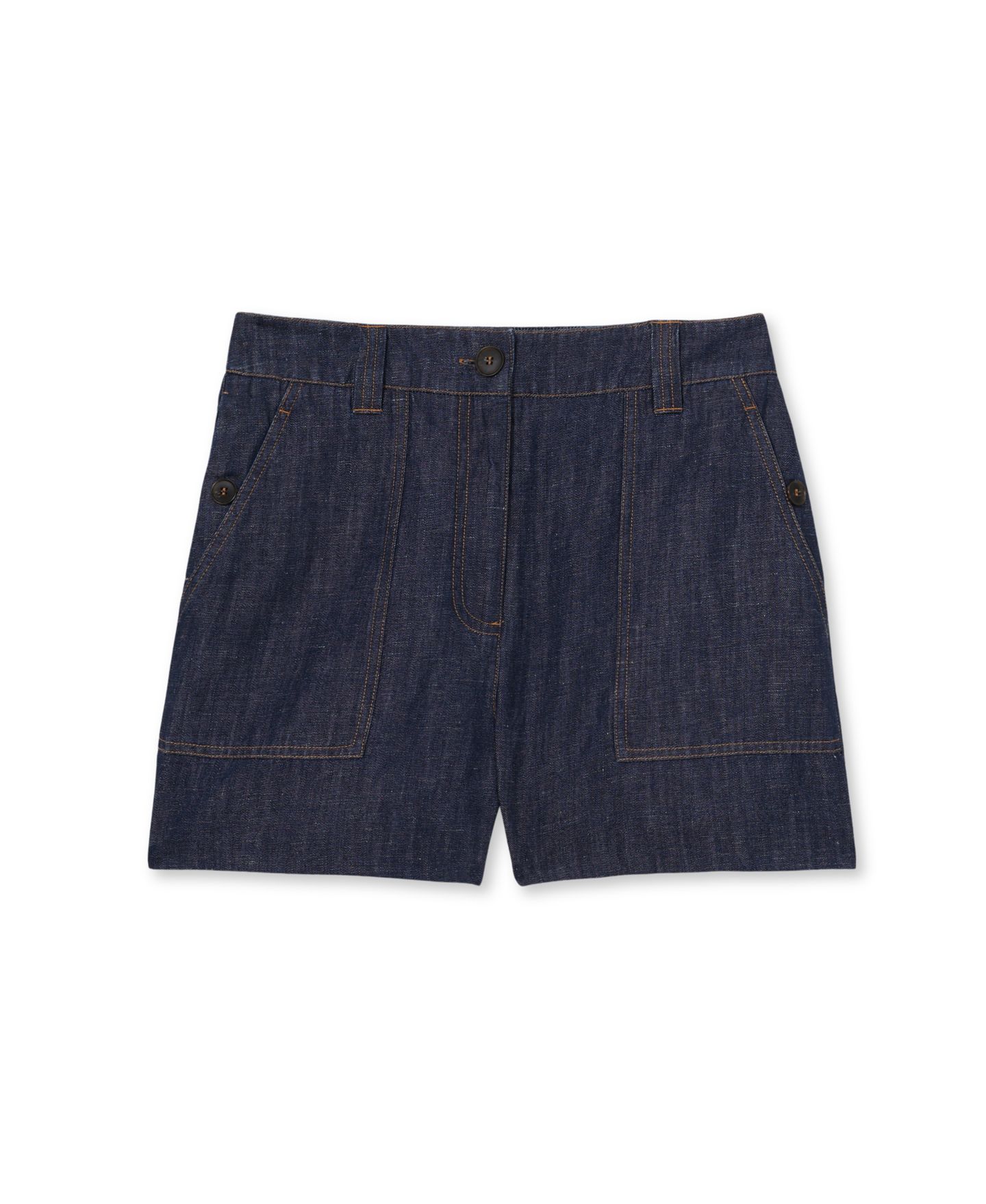 Женские шорты REISS Ashby High-Waisted Linen Chambray, цвет: Индиго — фото 5