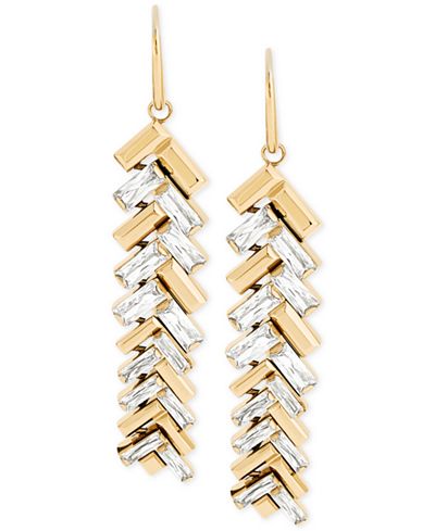 Michael Kors Gold-Tone Chevron Baguette Drop Earrings