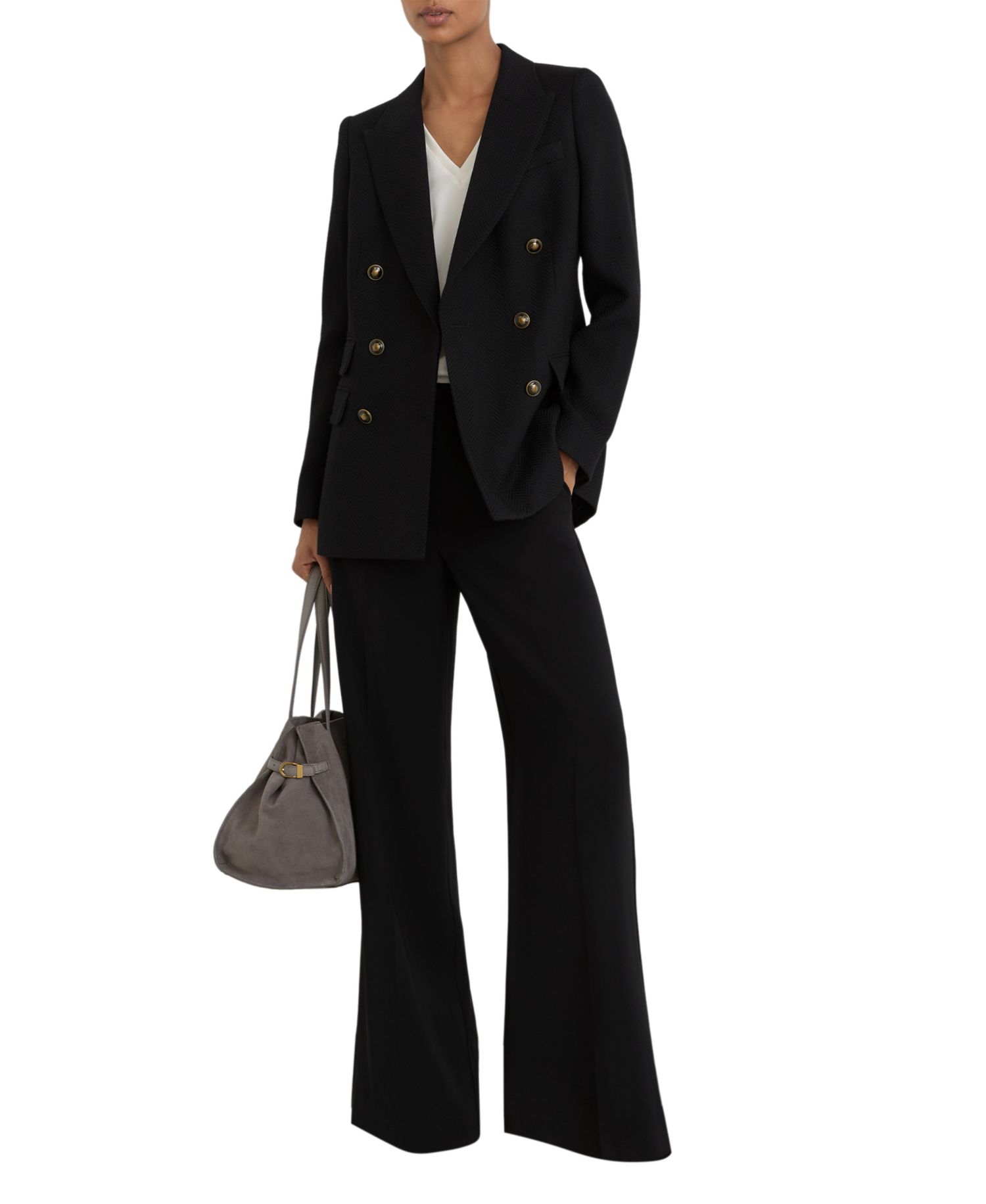 Women's Herringbone Double-Breasted Blazer