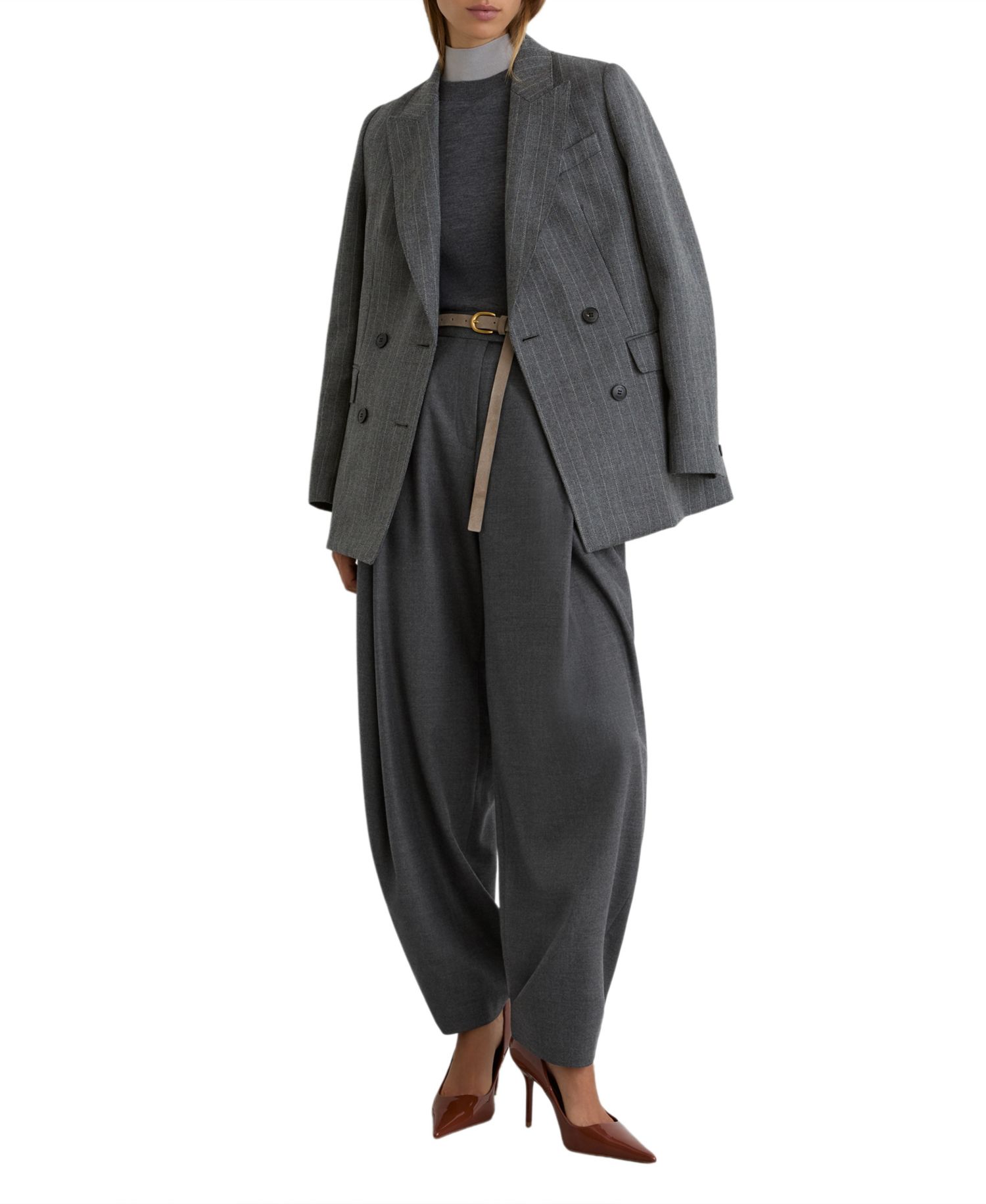 Women's Pleated Barrel Wide Leg Trousers