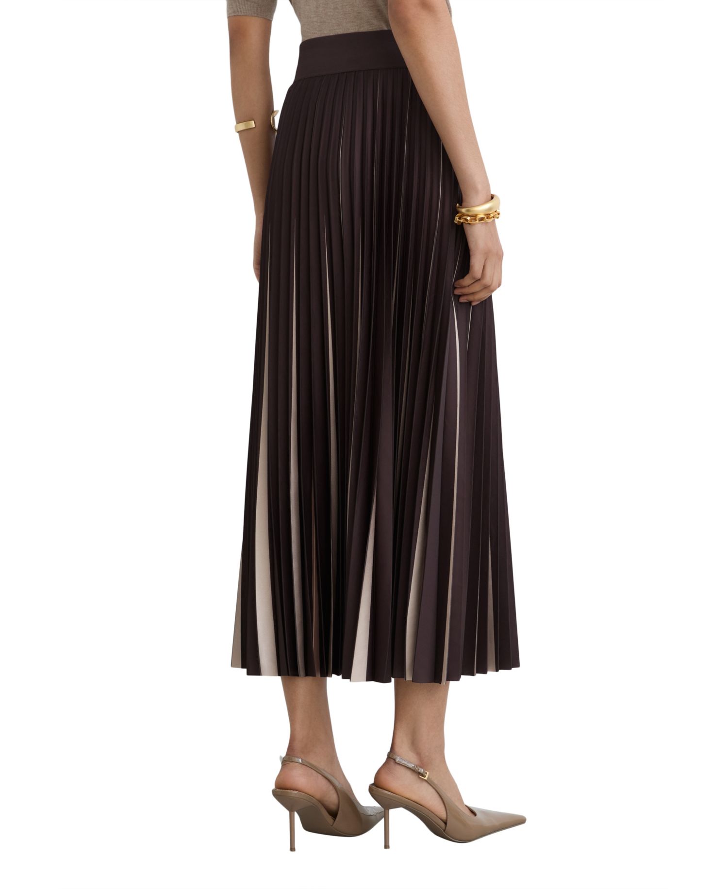 Women's Serena Two-Tone Pleated Midi Skirt