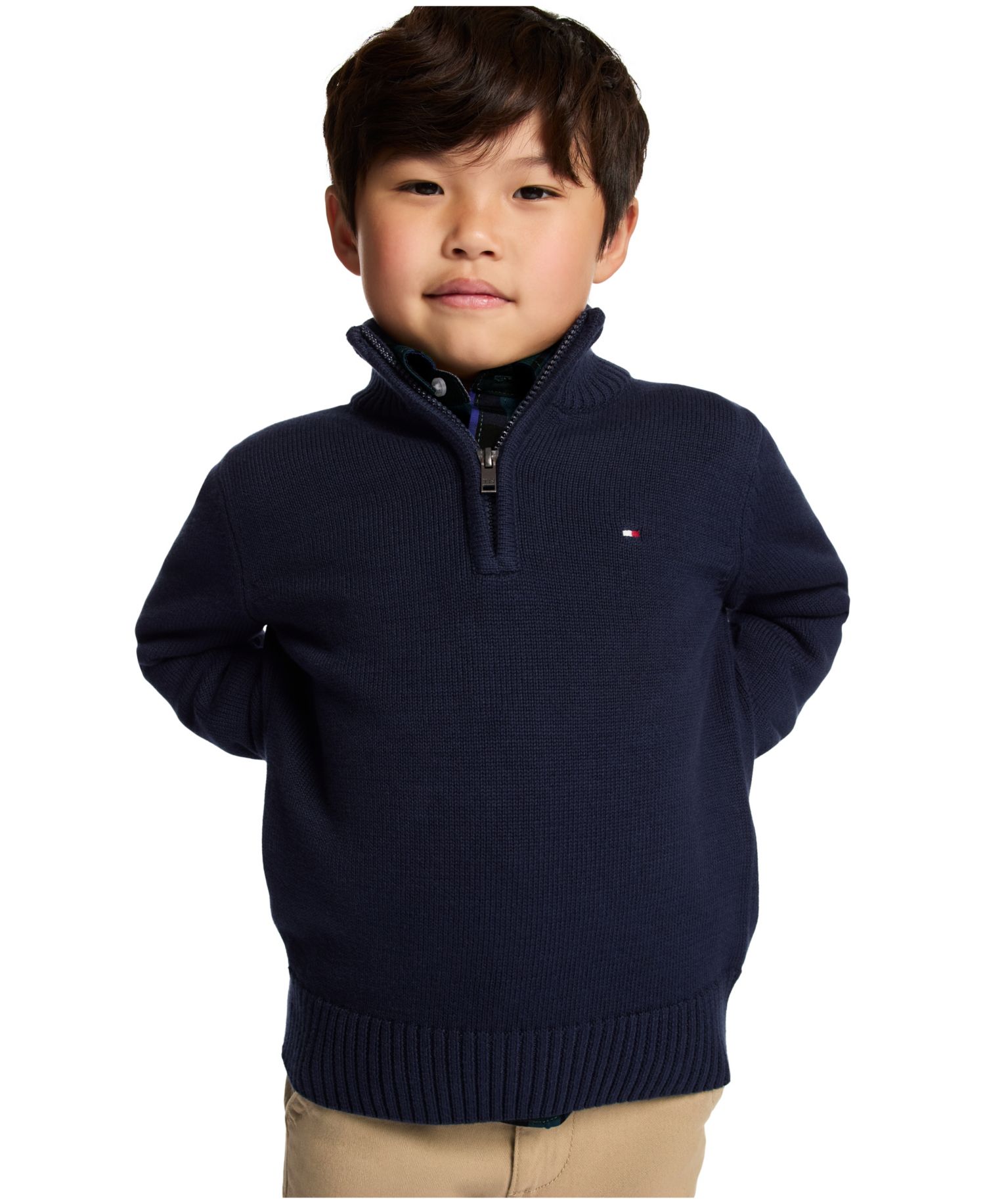 Boys' 2T-7 Zipneck Quarter-Zip Long Sleeve Classic Fit Sweater