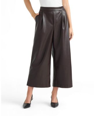 Women's Leather Pleated Culottes