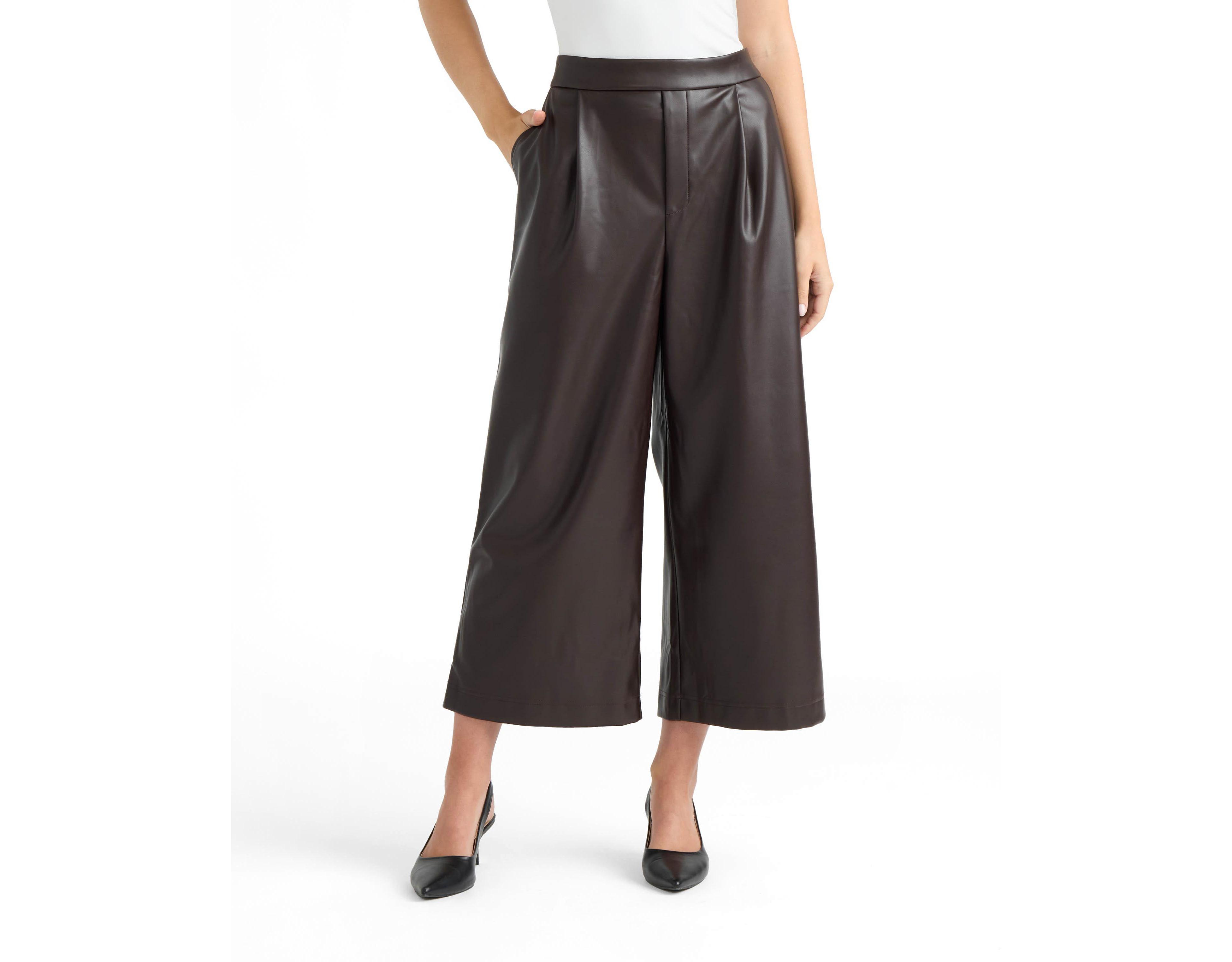 Ellen Tracy Women's Leather Pleated Culottes