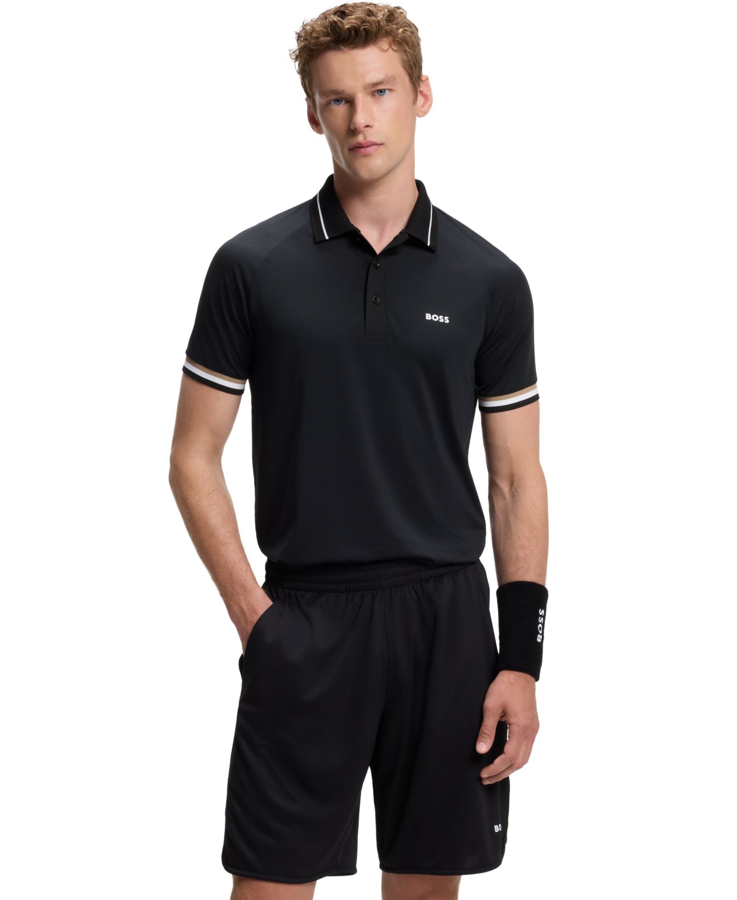 Men's Active Contrast Logo Slim-Fit Polo Shirt