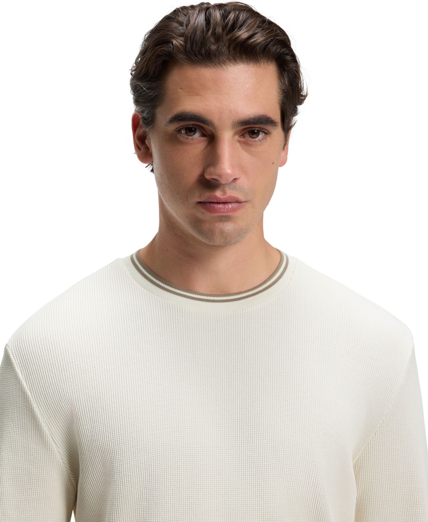 Men's Waffle-Structured Cotton-Blend Crewneck Long-Sleeve T-Shirt