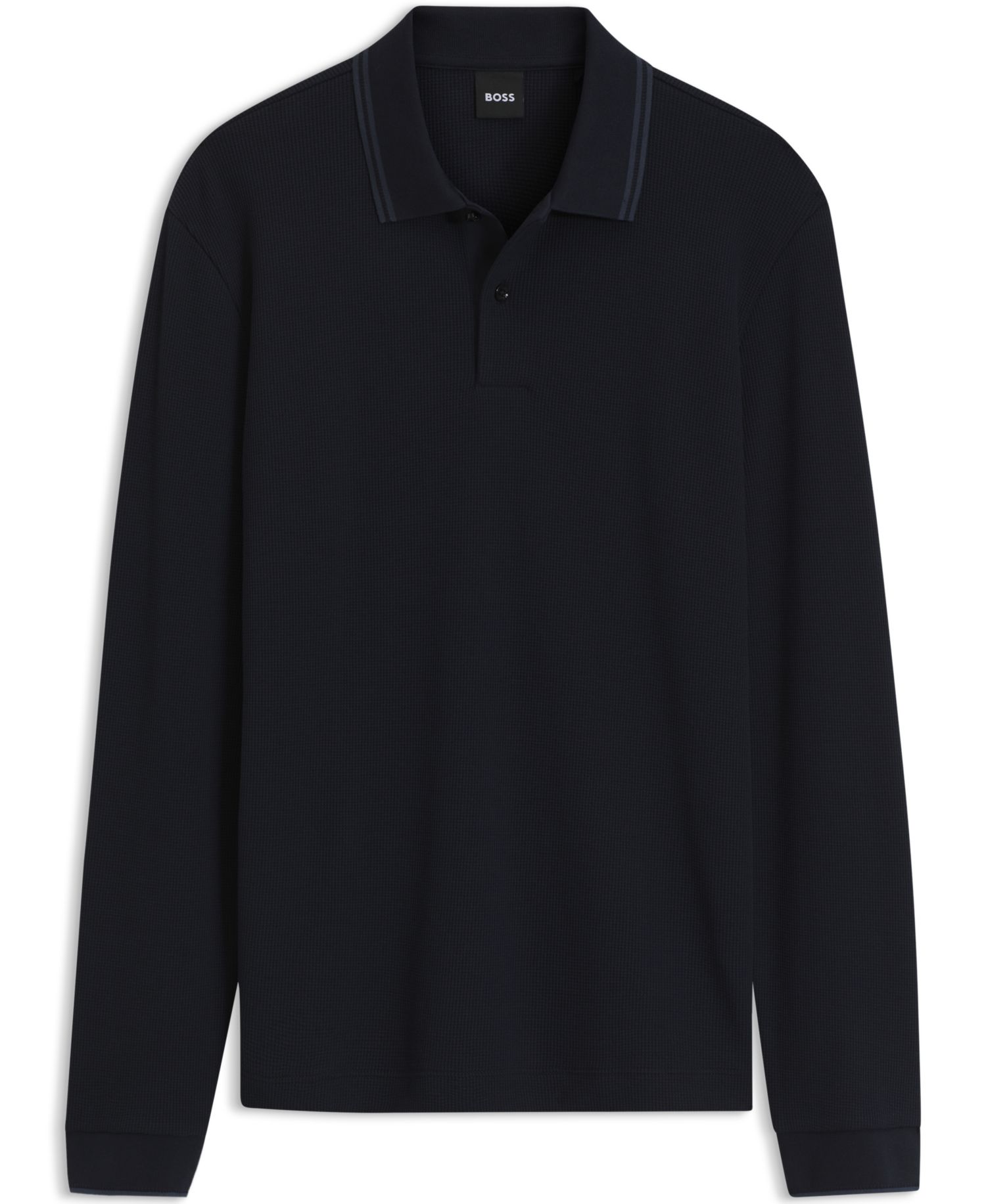 Men's H-Pittman 10 Stretch Long-Sleeve Waffle-Knit Polo Shirt