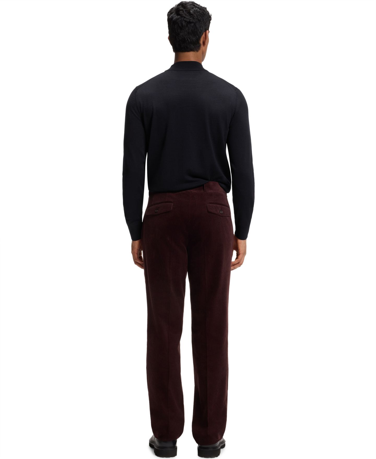 Мужской свитер Hugo Boss Extra-Fine Merino Wool Mock-Neck Regular-Fit, цвет: Тёмный синий — фото 2