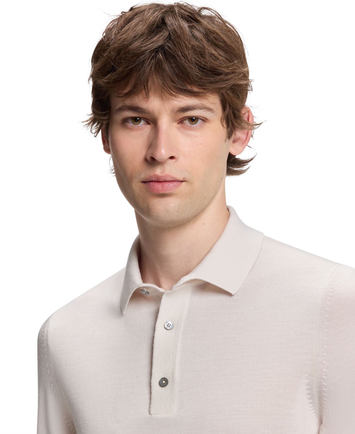 Men's H-Lancione Merino-Wool Regular-Fit Polo Sweater