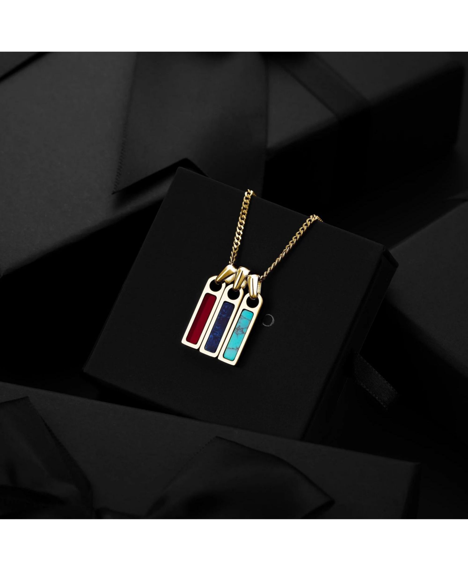 Men's Birthstone Tag Necklace - Gold Pendant
