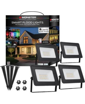 Multicolor and White Smart Outdoor Weather-Resistant Floodlights, 4-Pack