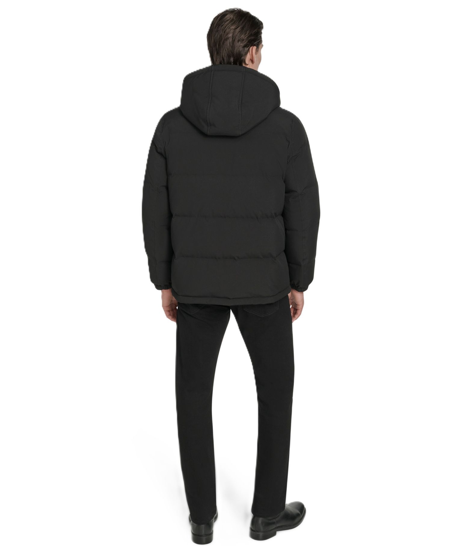 Men's Hooded Puffer Faux-Suede Bib Jacket