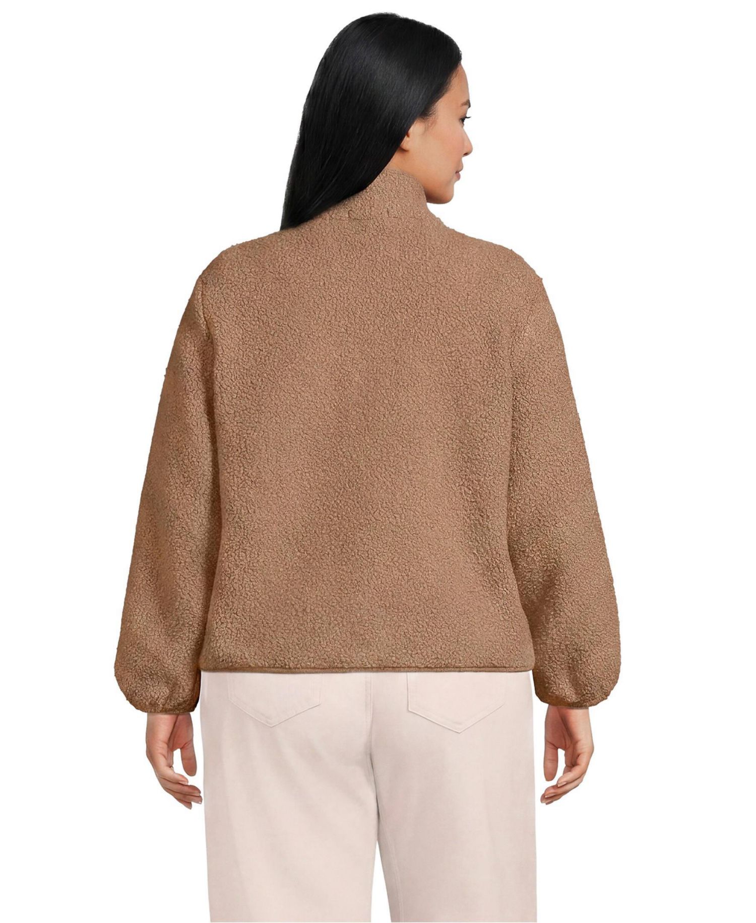 Plus Size Boucle Full-Zip Fleece Jacket