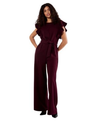 Women's Ruffle Sleeve Pleat Detail Jumpsuit