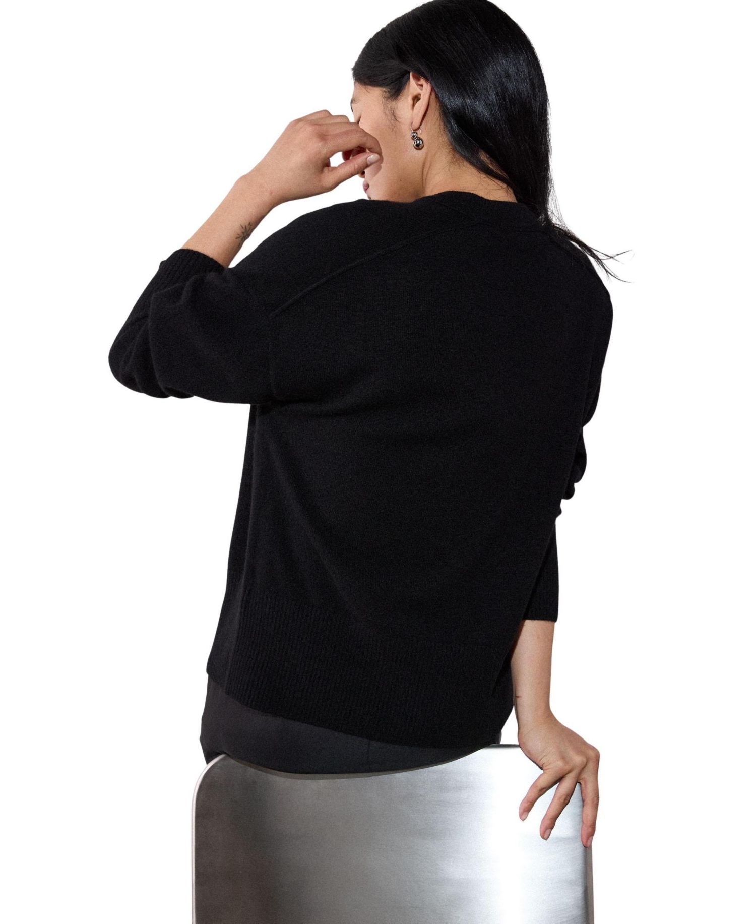 Women's Sculpted-Seam Crewneck Cashmere Sweater