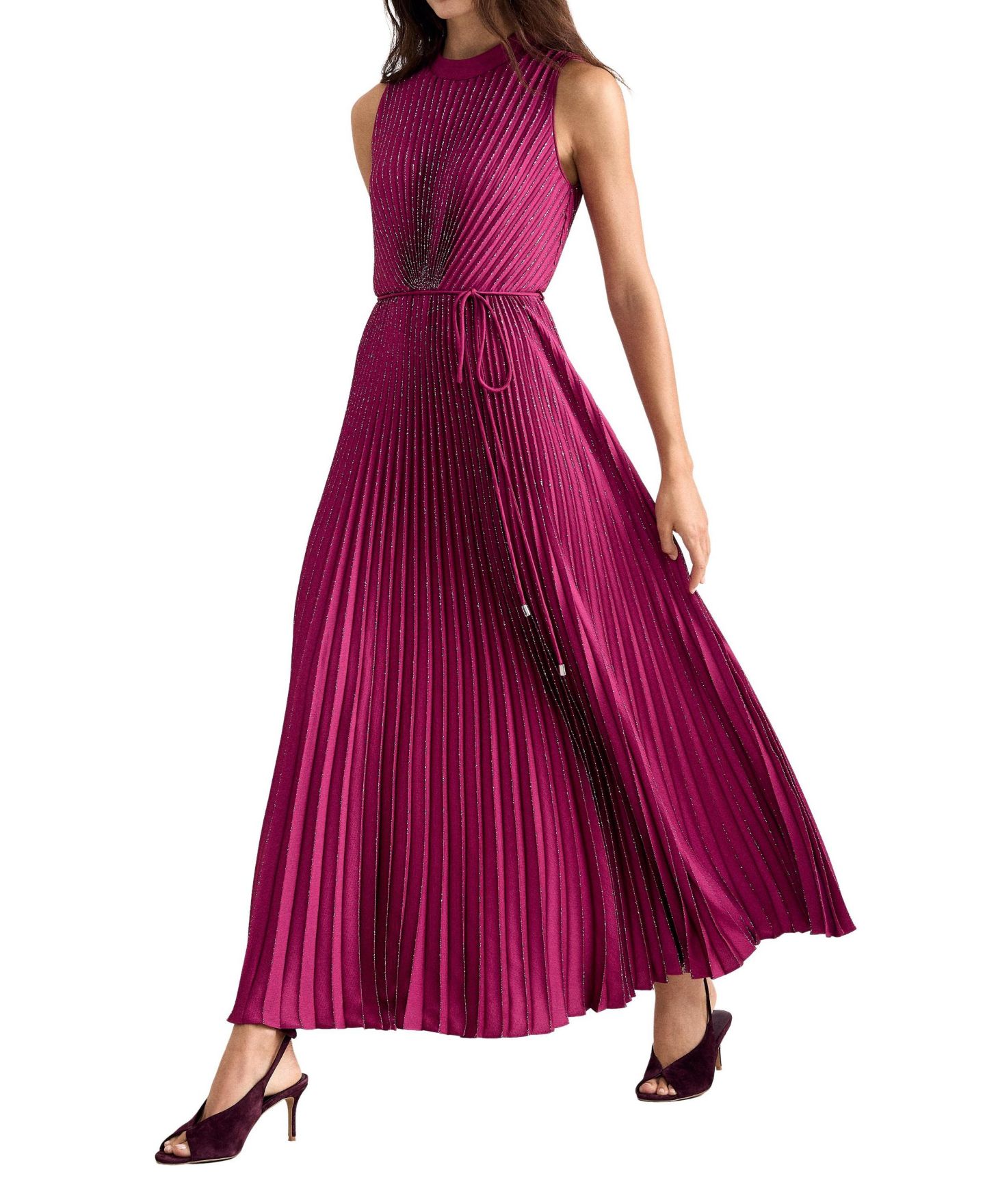 Женское платье Phase Eight Simara Pleated A-Line Midi, цвет: Фуксия — фото 4