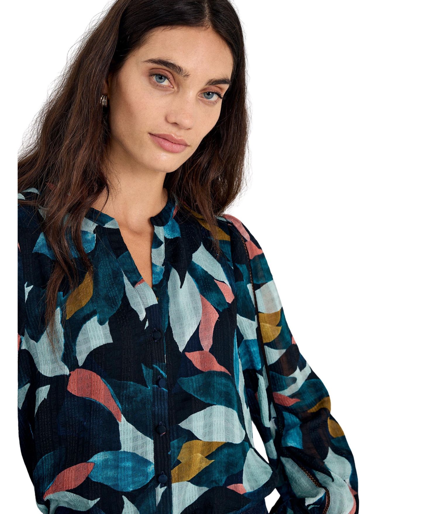 Женская блузка Phase Eight Lyla Abstract Petal Print Ladder-Lace, цвет: Разноцветный — фото 4