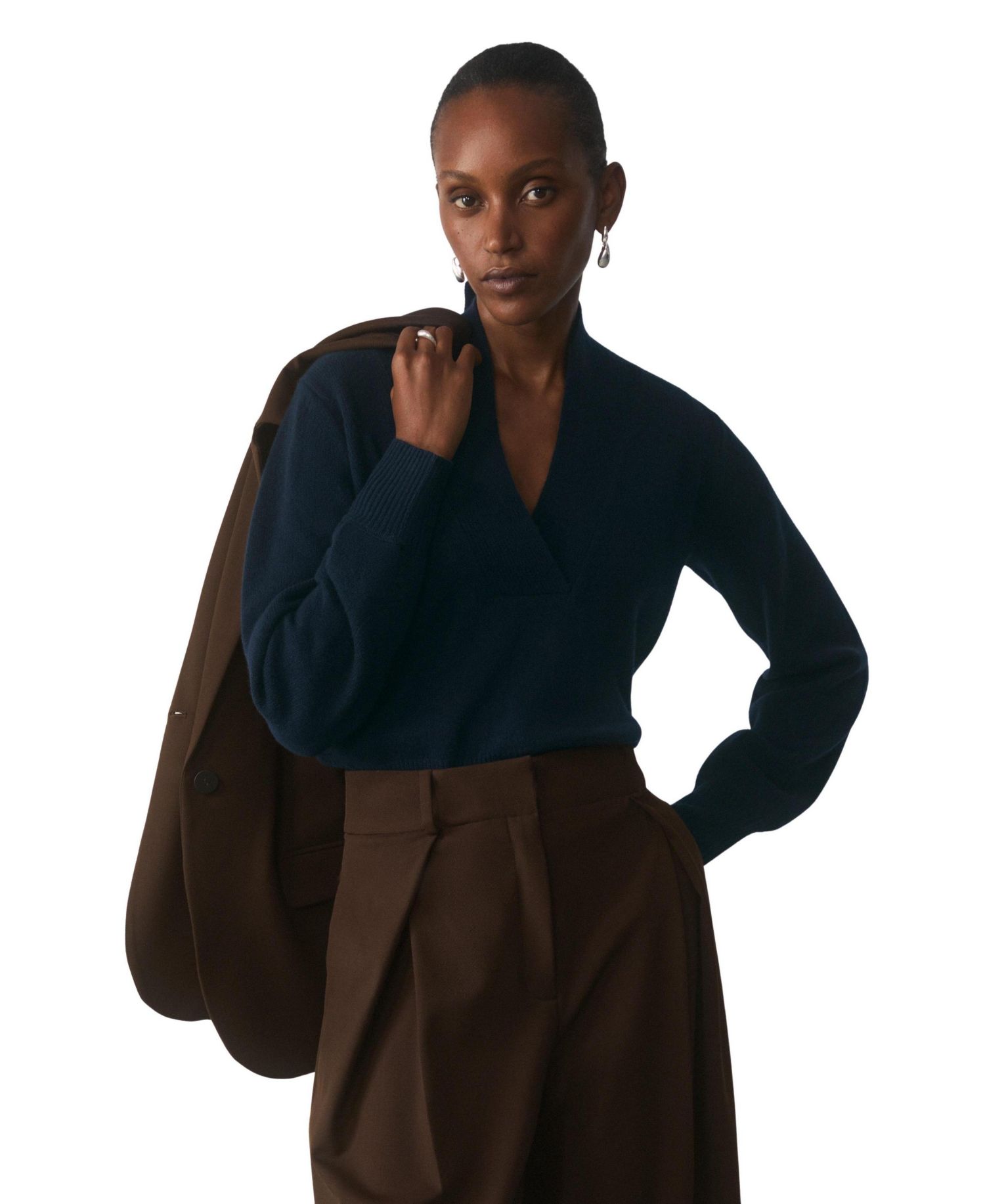 Women's Orta Merino Wool and Cashmere V-Neck Long-Sleeve Sweater
