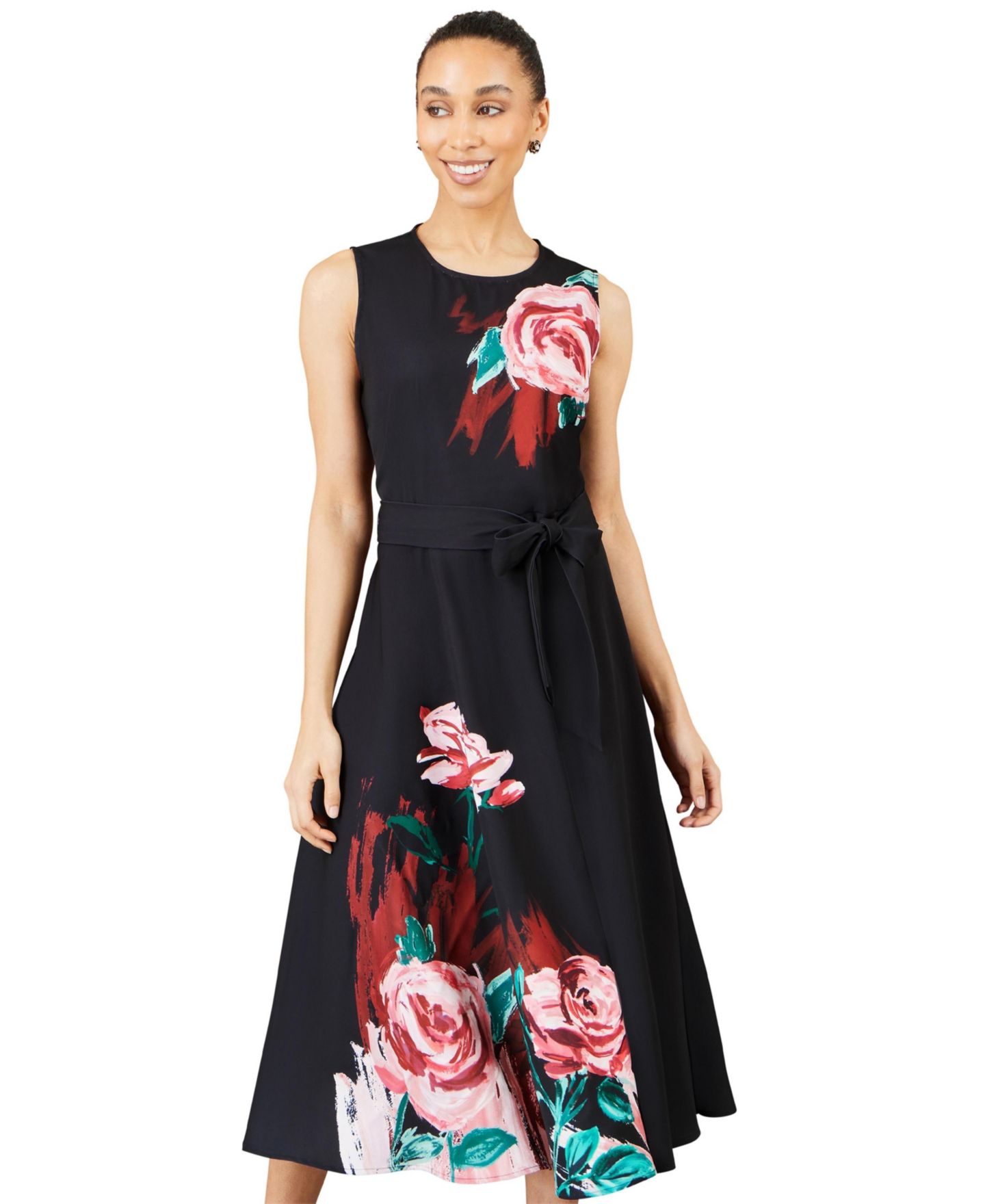 Женское платье Yumi Painterly Fit Flare Midi, цвет: Чёрный — фото 2
