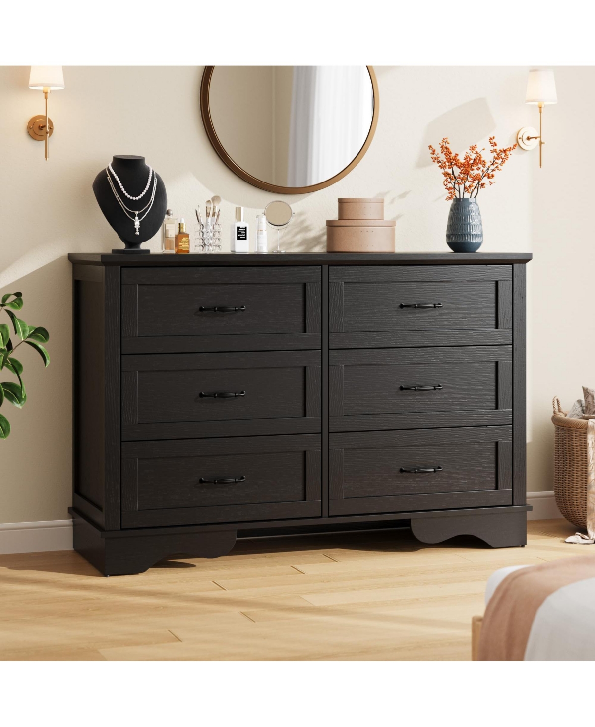 homfan 6-Drawer Modern Chest of Drawers – Dresser with Storage for Bedroom, Living Room and Entryway