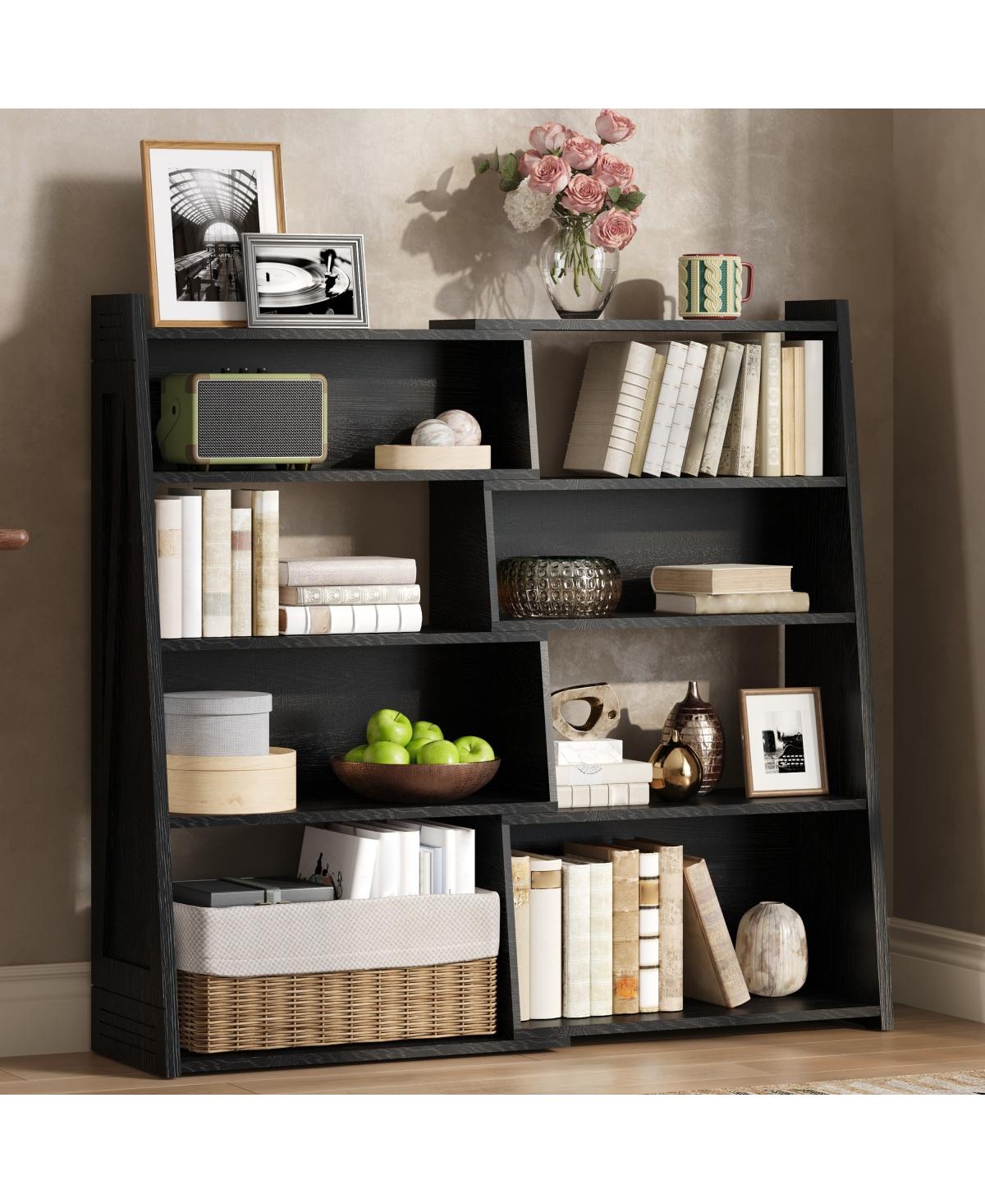 Streamdale Furniture Wooden Expandable 4-Tier L-Shaped Bookshelf and Storage Rack (Up to 47