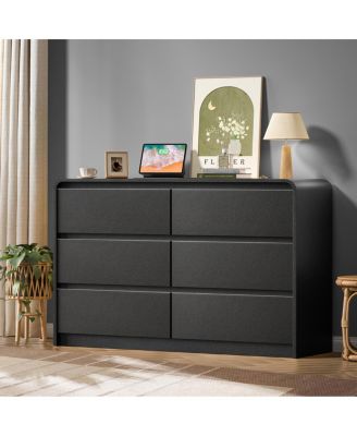 6-Drawer Modern Curved Dresser and TV Stand