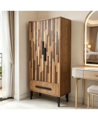 60" Tall Wood Storage Cabinet with Drawer and 2 Doors