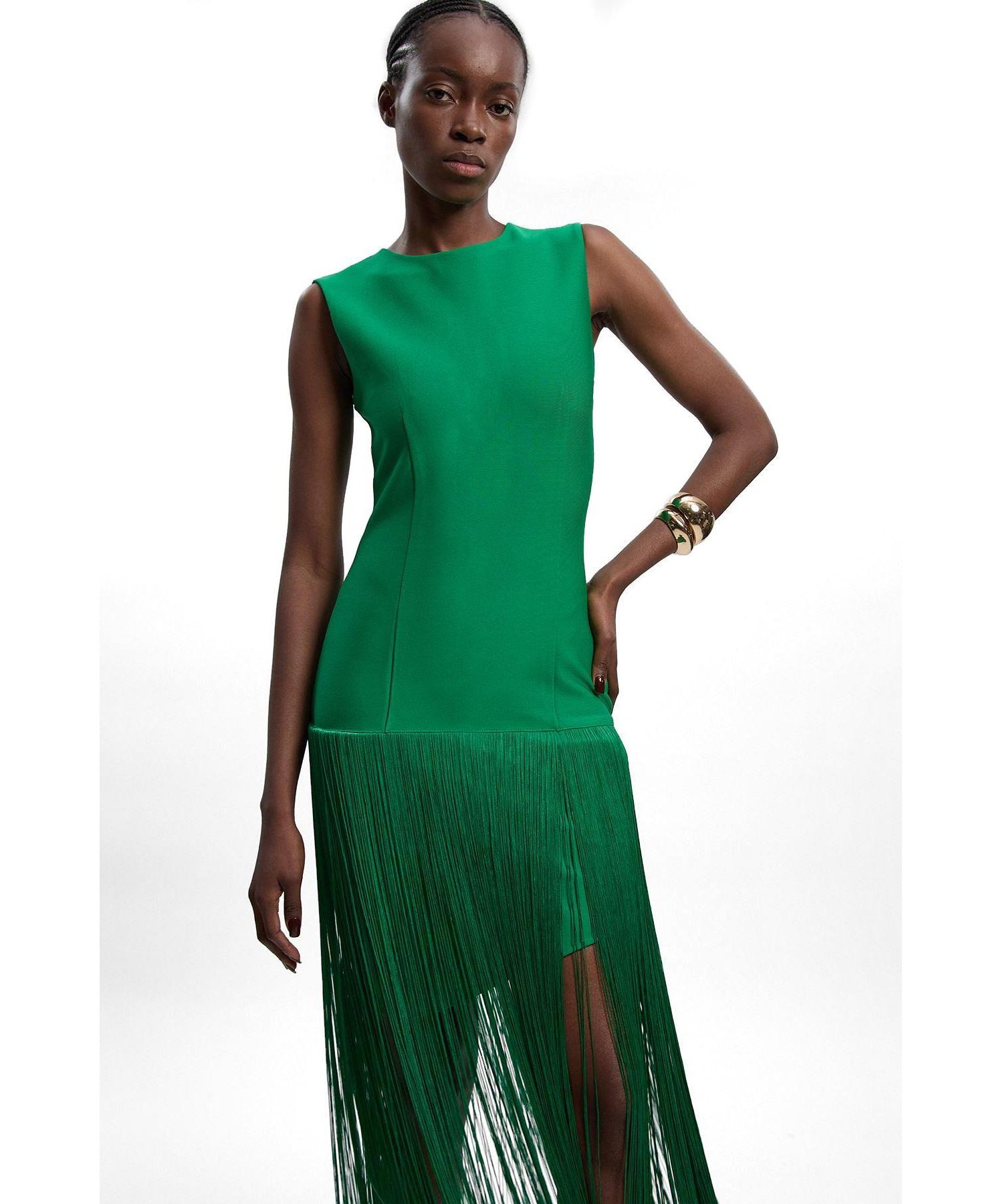 Women's Form Fit Bandage Tassel Hem Mini Dress