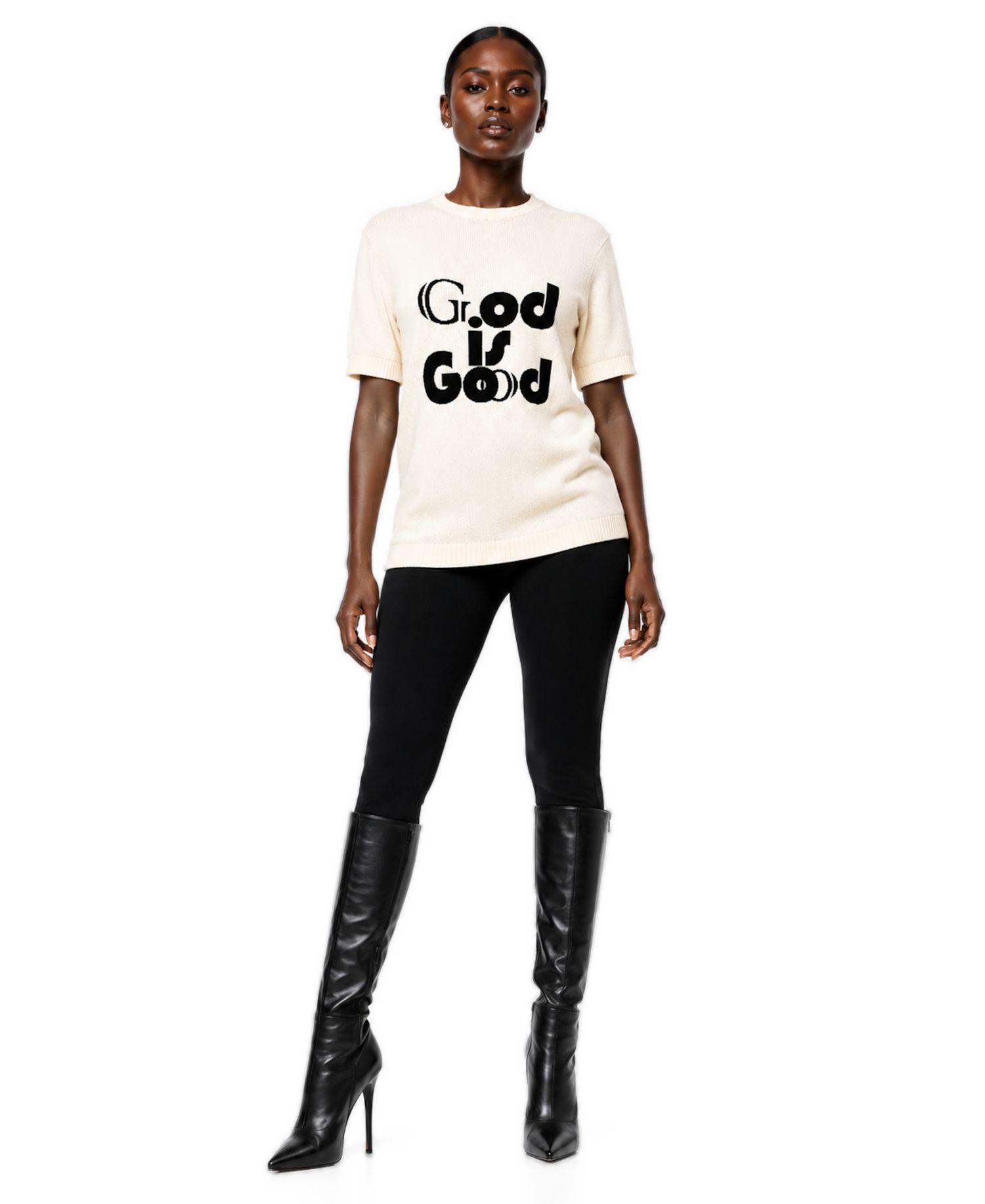 Women's God Is Good Elbow-Length Lightweight Crewneck Sweater