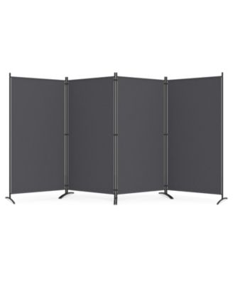 4 Panel Room Divider 6 Feet Tall Folding Privacy Screen with Curved Metal Feet