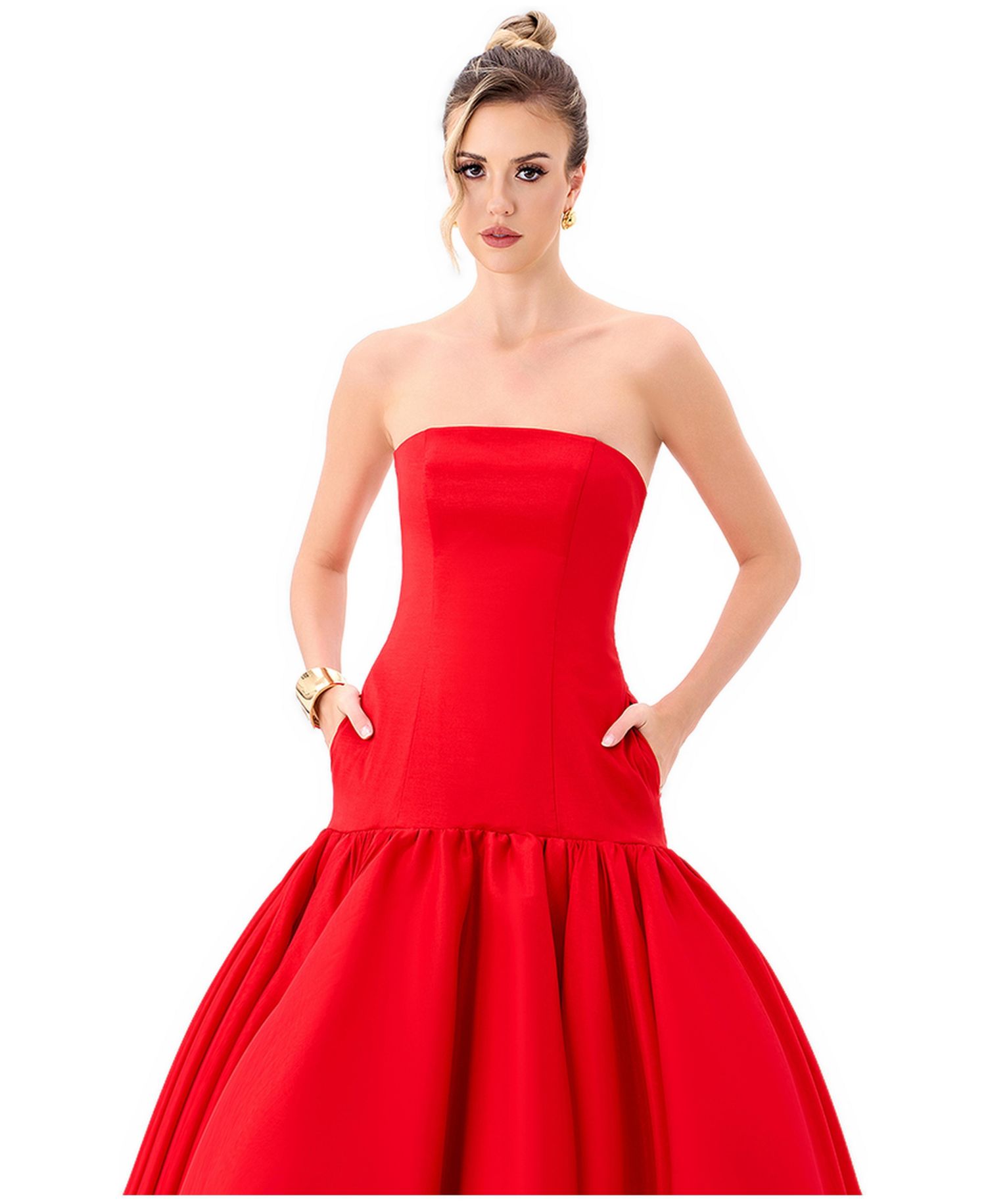 Women's Allegra Strapless Dropped-Waist Balloon-Skirt Gown