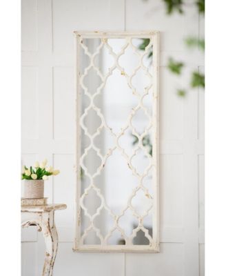 24"x60" Distressed Full Length Mirror, Rustic Lattice Wall Mirror