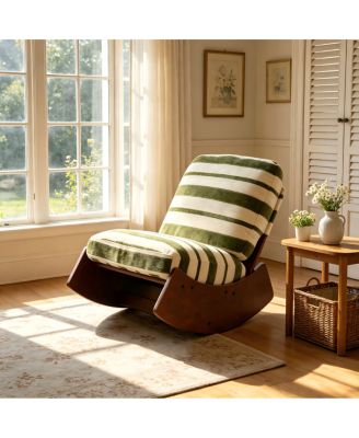 Comfortable Upholstered Glider Rocking Chair with Solid Wood Frame