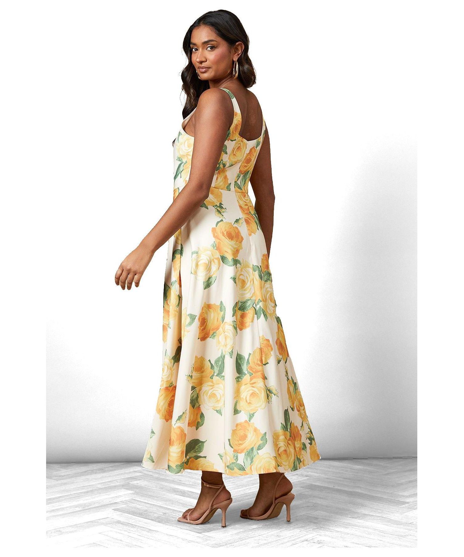 Women's Floral Square Neck Maxi Dress