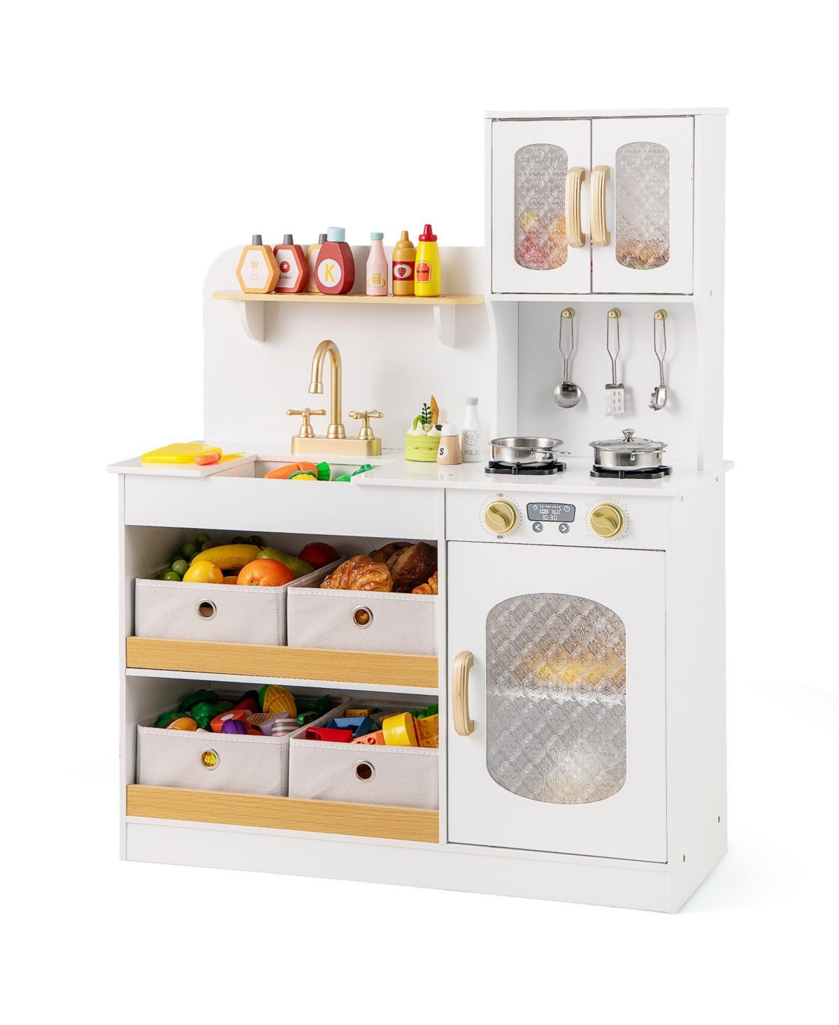Mecale 31 in Kids' Kitchen Playset with Cuttable Vegetables, Ages 3+