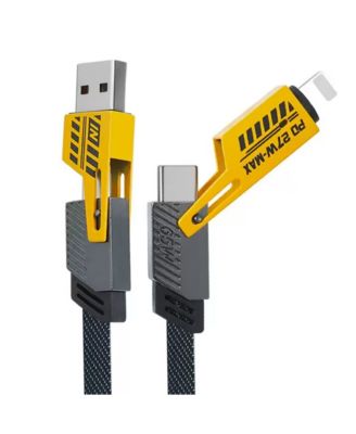 4-in-1 65W Fast Charging Nylon Braided Cable for USB-A, Lightning and Type-C