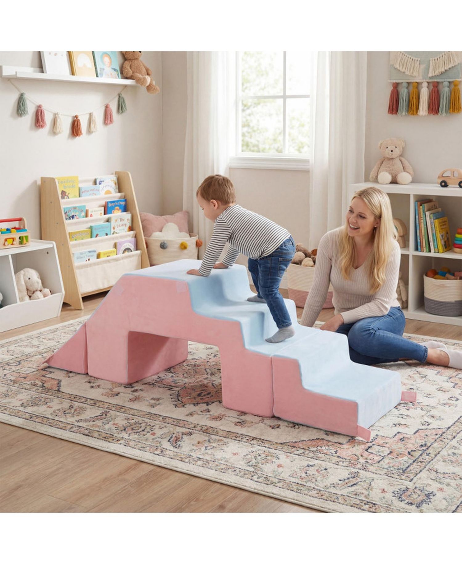4-in-1 Foam Climbing Blocks Slide Soft Play Set