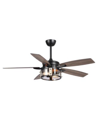 52-Inch Matte Black Farmhouse Wood 5-Blade Reversible Motor Ceiling Fan with Remote